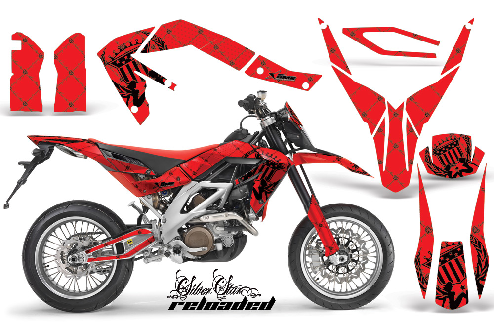 Aprilia SXV450 08 Graphics Kit Reloaded BlackRedBG
